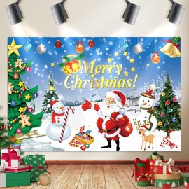 Merry Christmas Background Banner, Christmas Decoration Supplies Welcome Winter Snow Decorative Xmas Background Fabric Christmas Backdrop Santa Photo Booth Background forChristmas Party Decor