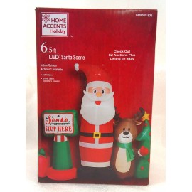 HOME ACCENTS 6.5 FT LED SANTA REINDEER CHRISTMAS TREE SCENE AIRBLOWN INFLATABLE