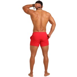 Fenix fit Short Corto De Playa, Traje De Baño Spandex para Hombre Excelente Calidad Rojo, S (28-30)