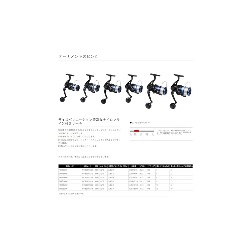 OGK OMS26000 Spinning Reel with Nylon Line Ornament Spin 2