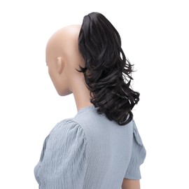 CAISHA by PRETTYSHOP 14" Wavy Clip On Ponytail With Butterfly Clip Hairpiece Heat-resistant Synthetic Fibres Dark Brown H62