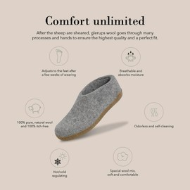 glerups dk A shoes, unisex adult felt slippers, casual shoes, leather sole (Glerups) - Grey grey, size: 44 EU
