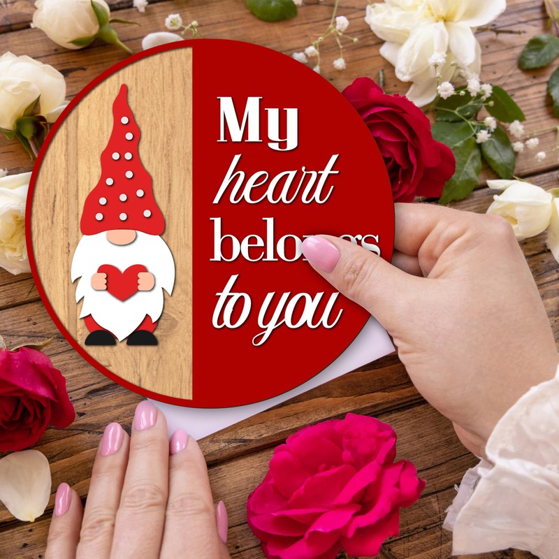 Valentines Day Decor My Heart Belongs To You Round Wooden