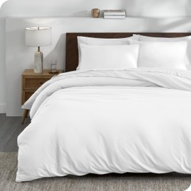 Bare Home 100% Organic Cotton Jersey Duvet Cover Set - King/Cal King Size - Ultra Soft - 100% Cotton - 3pcs - Corner Ties - Button Closure - Bedding Duvet Cover & Pillow Shams (King/Cal King, White)