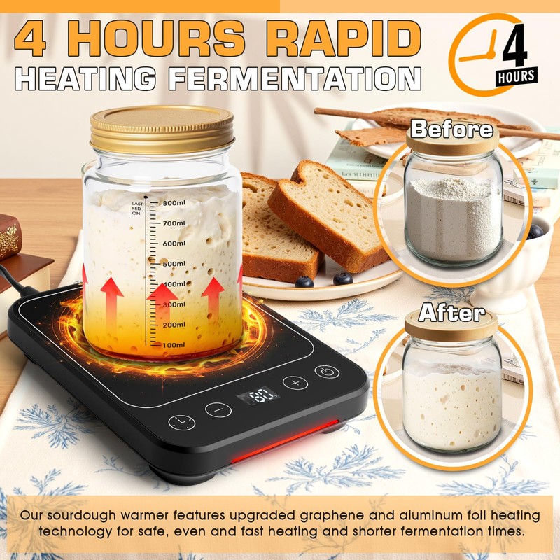 Upgraded Sourdough Starter Warmer, Precise 1°F Thermostat Control (70-100°F) Warming
