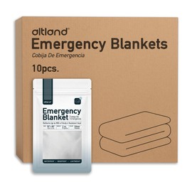 Altland 10 Pack of Emergency Blankets - Heat Reflective Blankets for Winter Survival Kits, Disaster Preparedness, Cold Weather Camping, and Homeless Care Packages