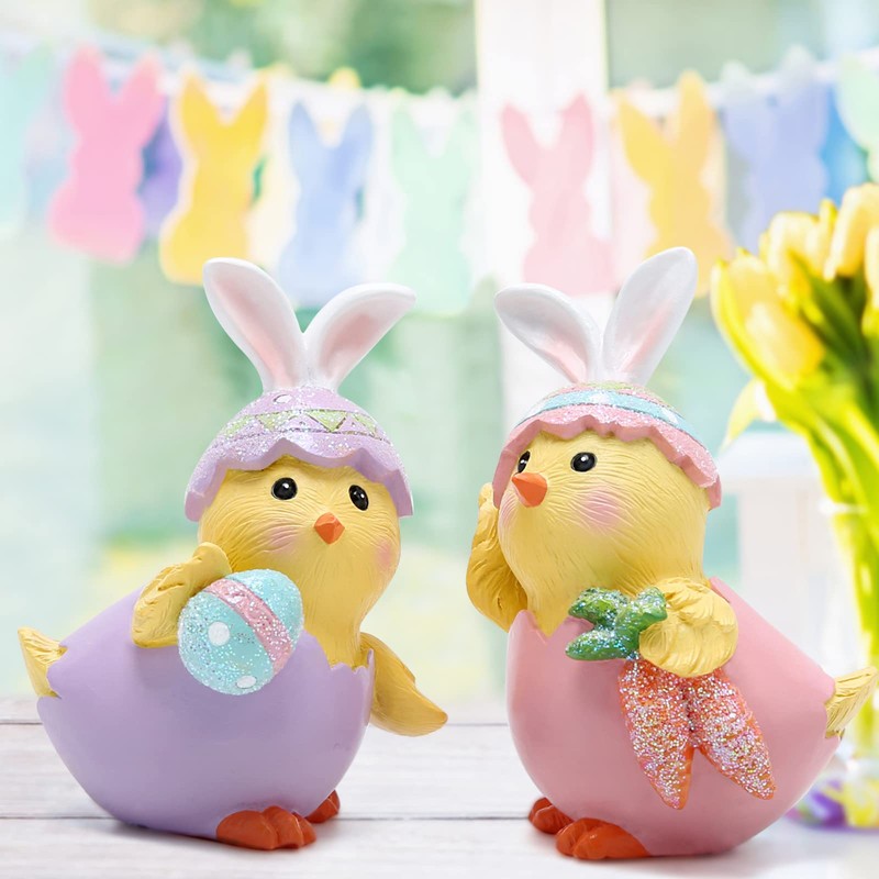 Hodao 2 PCS Easter Chick Decorations Spring Easter Chicken Decors