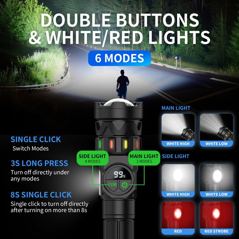 ESGOFO Rechargeable Flashlights High Lumens 10000 Long Distance, Super Bright