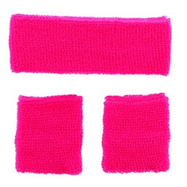 Mytoptrendz® Soft Stretchy Sweat Bands Sets Headband and Wristband Girls Ladies Boy Girls Boys Ladies (Pink neon)
