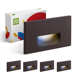 ASD LED Recessed Step Light Fixture, Outdoor & Indoor Stair Tread Lighting | 3CCT, Dimmable, Waterproof, ETL Listed | 3W 120LM 3000K-5000K 120V | Staircase Hardwired Illumination | Dark Bronze, 4 Pack