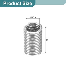 sourcing map 30Pcs Helical Threaded Inserts, M5-0.8x3D 304 Stainless Steel Threaded Socket, Thread Repair Insert for Plastic Wood Thread Repair
