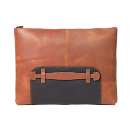 Whatna 2085 Men's Cow Leather Second Bag, Clutch Bag, Large File Bag, Envelope Bag, A4 Size, 15.6 Inches, IPADPRO Storage, Wedding Bag, Formal Business, Ceremonial Occasions, Brown, Braun