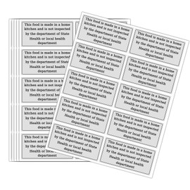 300 Pcs Food is Made in a Home Kitchen Stickers 1×2 inch Home Kitchen Food Safety Warning Labels (Gray)