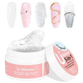U-Shinein Solid Builder Nail Gel: 5-in-1 Transparent Non-sticky Extension 3D Sculpting Nail Gel for Art Carving Modeling,Builder,and Nail Extension UV/Led Manicure DIY