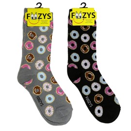 Foozys Women’s Crew Socks | Mini Donuts Sweet Treats Novelty Socks | 2 Pair