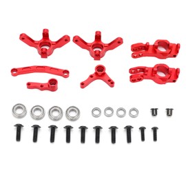 Rear and Front Hub Carrier and Steering and CHub Carrier with Bearings for 1/10 RC(Red )