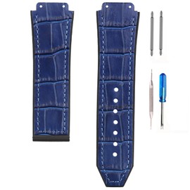 unilabo Leather Watch Band Compatible for Hublot Big Bang 19mmx 25mmx 22mm Strap Replacement for men and women wirst watchband (Blue Band)