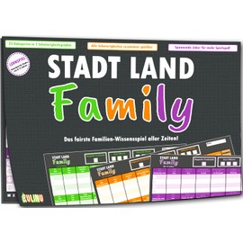 Party Game - Stadt, Land, Family - The Fairest Family Game of All Time, City Country River Educational Game for Children from 8 Years, Quiz Game Gift Idea for Game Nights, (German Version)