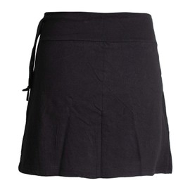 Vishes - Alternative Clothing - Extraordinary Women's Cotton Skirt with Large Embroidered Flower, black