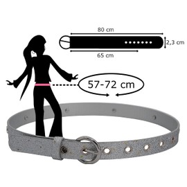 EANAGO Superstar Glitter Belt for Children - Modern Children's Belt with Star Studs for Girls - Belt Children Girls, silver