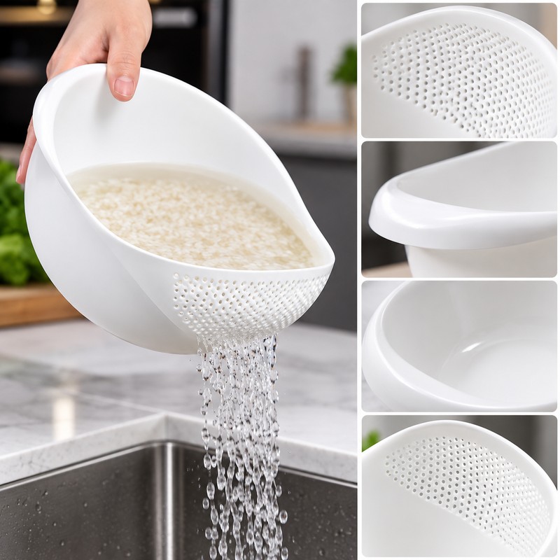 Rice Washing Colander for Rinsing Rice, Fruits & Vegetables –
