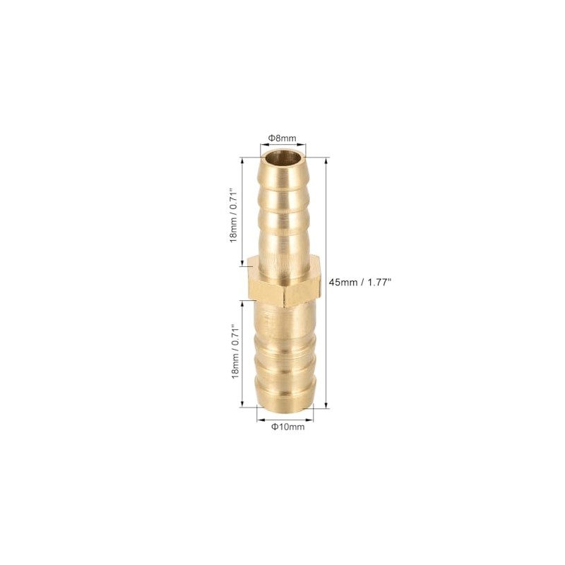 sourcing map Hose Brass Reducer Barb Hose Connector Adapter ID