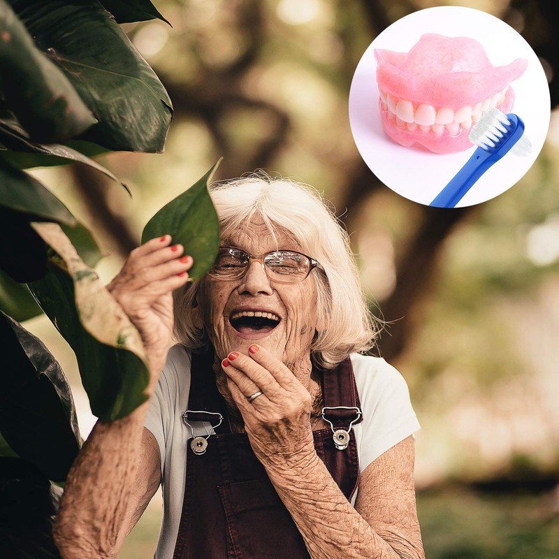 Patelai 6 Pack Denture Cleaning Brush Dual Head Portable Denture