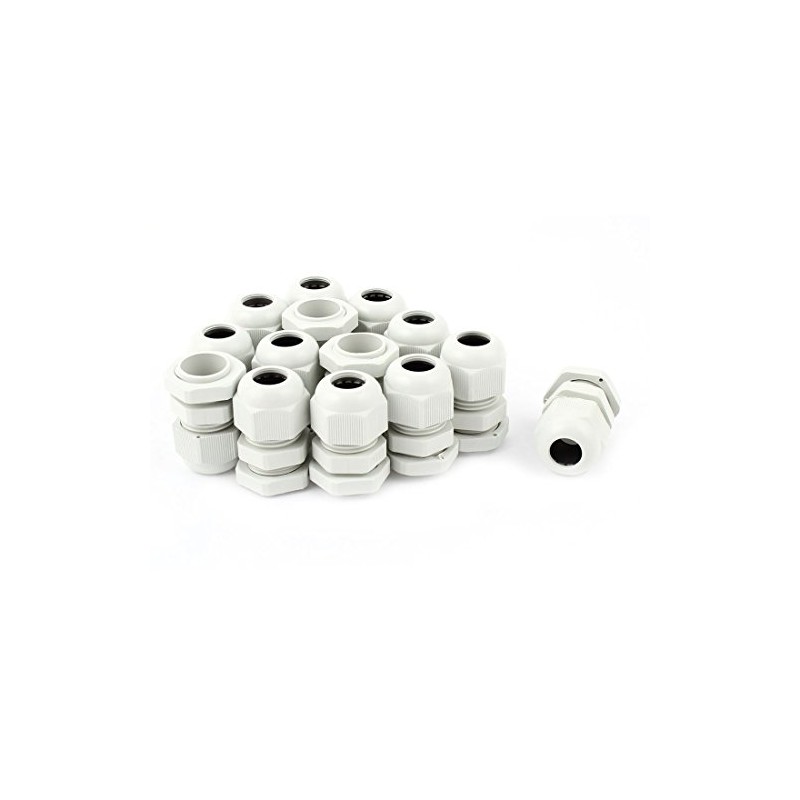 White Plastic PG11 Strain Relief Cord Grip Cable Glands for