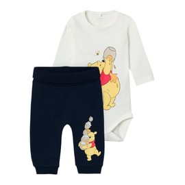 NAME IT Unisex Baby Nbnjood Winniethepooh Wdi Body Set, White Alyssum/Detail:body-white Alyssum + Pant-dark Sapp