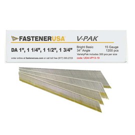 1" to 1-3/4" DA Angle Finish Nails 15GA Brite 1,200ct | UDA-VP13-19