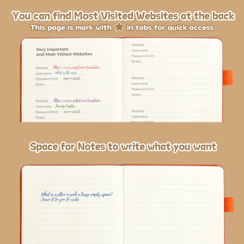 DAOFARY Password Book with Alphabetical Tabs - Small Password Keeper