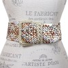 Women's 3" Wide Hand Made Braided Square Buckle Belt, Gold/Silver/Copper/Combo