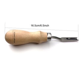 Becho French Edge Skiving Tool 0.23 Inch Wide Mouth Leather Beveler Tool Leather Edge Trimmer with Wooden Handle for Stitching and Lacing Lines