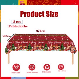 2pcs Christmas Table Cloth Party Plastic Xmas Tablecloths,137*274cm Nutcracker Table Cloth Disposable Christmas Table Cloth Dinner Tablecover for Holiday Christmas Party Table Decorations,Xmas Decor