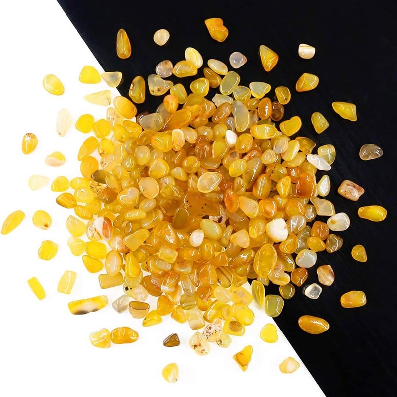 WAYBER Natural Yellow Agate Pebbles, 1 Lb/460g Decorative Rocks Non-Toxic