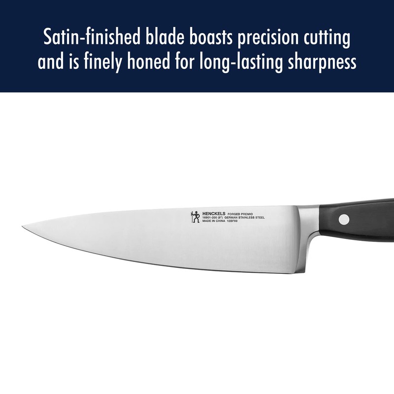 HENCKELS Forged Premio Razor-Sharp 8-Inch Chef Knife, Black, German Engineered