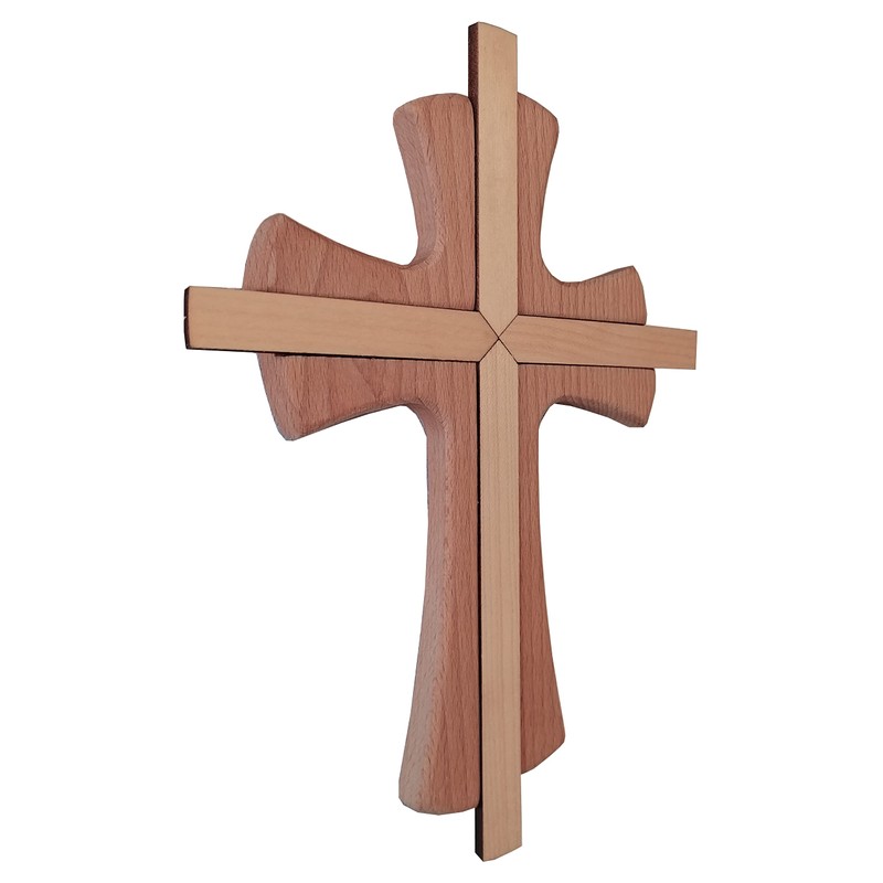 Kaltner Präsente Geschenkidee - Wandkreuz Echtes Holz Buche Kreuz Kruzifix