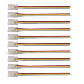 Clearhill 10mm 3Pin 10Pcs COB LED Strip Connectors,Solderless Strip to Wire Connectors + 10cm Cable-Gapless Connection for Double Color 5V/12V/24V LED Strips,No Soldering Required,Secure Connection.