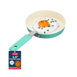 Bakken- Swiss 2-Piece Mini Pan Set – 5.5’’ Non-Stick Egg Pan with Kitchen Spatula, Cool-Touch Handles, Heat-Resistant Up To 400° F, Food-Grade Safe, For Gas, Electric and Ceramic Cooktops, Aqua