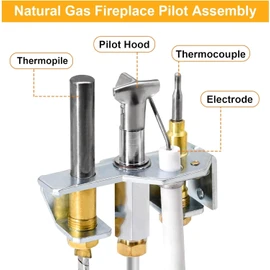 Criditpid 4021-732 Natural Gas Pilot Assembly for Heatilator, Quadrafire, Heat-n-Glo Fireplaces, 25660 Natural Gas Pilot Assembly with Thermopile, Thermocouple for Heat N Glo Fireplace.