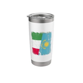 Italy Kazakhstan Half Flag Italian Kazakh Jersey Stainless Steel Insulated Tumbler