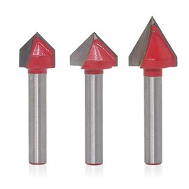 Saipor 3 Pieces Straight V Shape 6mm Tungsten Carbide Router Bit for Router Wood 3D in V Milling CNC Engraving Woodworking 60° 90°