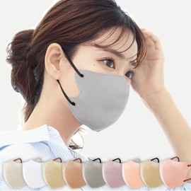 [ＬｉｌｙＮａ] カケンテスト済・流行りのバイカラーマスク３Dマスク 20枚 立体マスク 不織布 血色マスク 不織布マスク バイカラー マスク カラー ３D マスク 立体 くちばし マスク 使い捨て 小顔 チークマスク 耳が痛くならない （10枚×2パック） カラーマスク (スカイグレー, バイカラーC)