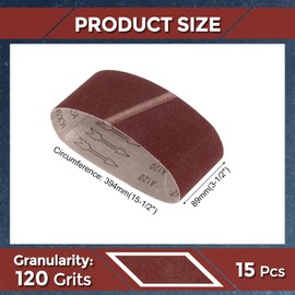 Kozelo 15 Pack Sanding Belts 3-1/2 x 15-1/2 Inch 120 Grit Aluminum Oxide Abrasive Sandpaper for Belt Sander Metal Grinding Wood Working Weld Rust Removal