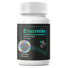 ERASMIN  Suplemento Alimenticio 100 Natural  Jengibre, L-Arginina y Zinc  (30 Cápsulas)                                                               
