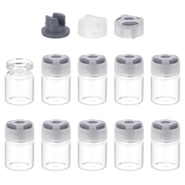 PATIKIL 3ml Clear Glass Sample Vials, 10Pcs Small Liquid Bottles with Locking Cap and Self-Healing Injection Port for Essential Oil Sample Aromatherapy Fragrance Vials Travel, Gray