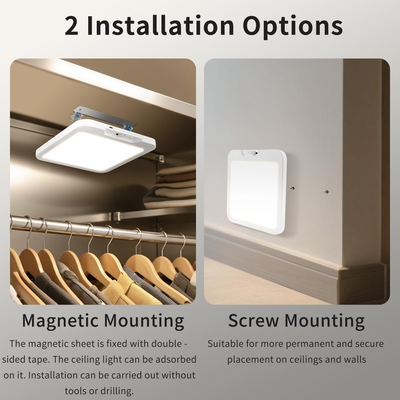 USB C Rechargeable Motion Sensor Ceiling Light 550LM with Remote,