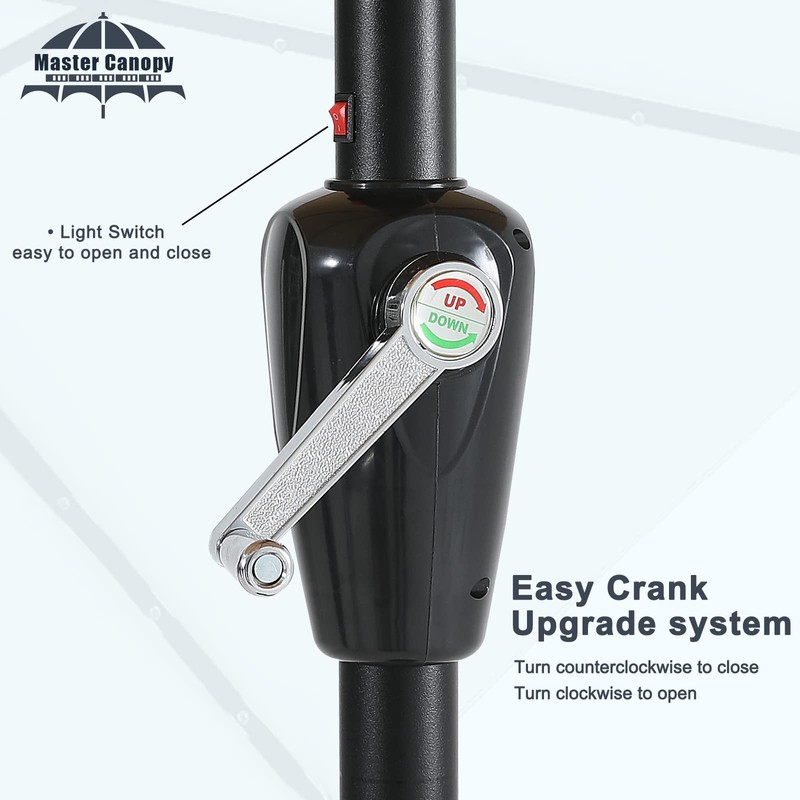 MASTERCANOPY Patio Umbrella with 32 Solar LED Lights -8 Ribs