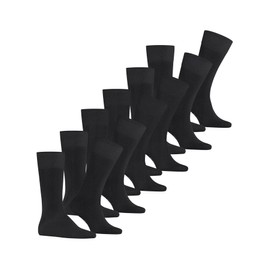 FALKE Men's Happy Socks Breathable Cotton Reinforced Durable Men's Socks An Allrounder for Business and Everyday Cotton Stockings Plain in Multipack 6 Pairs, Black 3000.