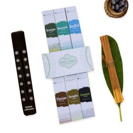 Krishna Collection Incense Sticks – Odor Elimination, Long-Lasting Aroma for Spiritual Ambiance, Meditation & Relaxation - Includes Wooden Stand (Flavours of Peace)